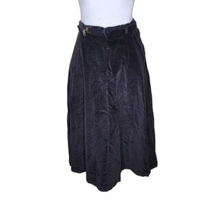 Vintage 70s ALine Skirt Womens Size Small Black Velvet New Deadstock